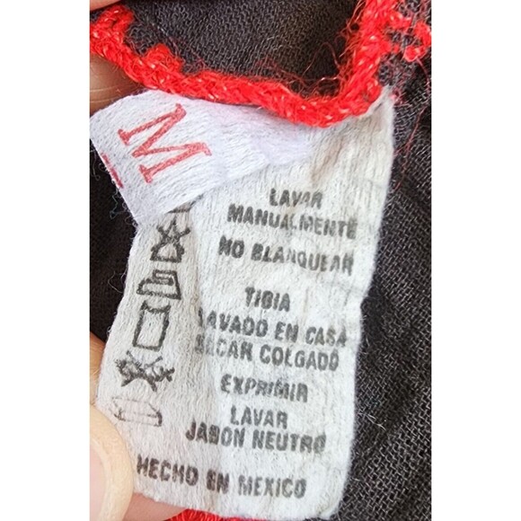 Mexico Embroidered Top Size Medium Black Hippie Boho - Picture 6 of 6
